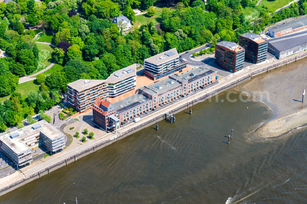 Hamburg from above - Residential and commercial building Altonaer Kaispeicher along of the River Elbe in the district Altona in Hamburg, Germany