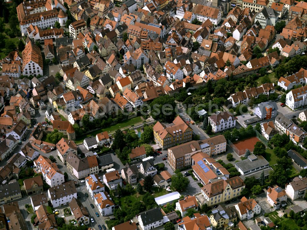 Aerial photograph Rottenburg am Neckar - Residential and commercial building district along the Strasse Sprollstrasse in Rottenburg am Neckar in the state Baden-Wuerttemberg, Germany