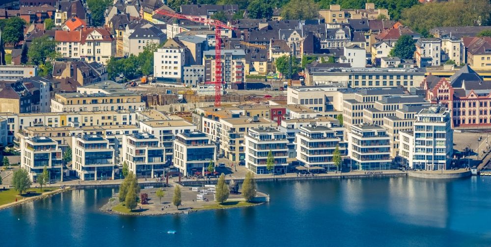 Dortmund from above - Residential and commercial building district Am Kai on the shore of the lake Phoenix-See in the district Hoerde in Dortmund at Ruhrgebiet in the state North Rhine-Westphalia, Germany