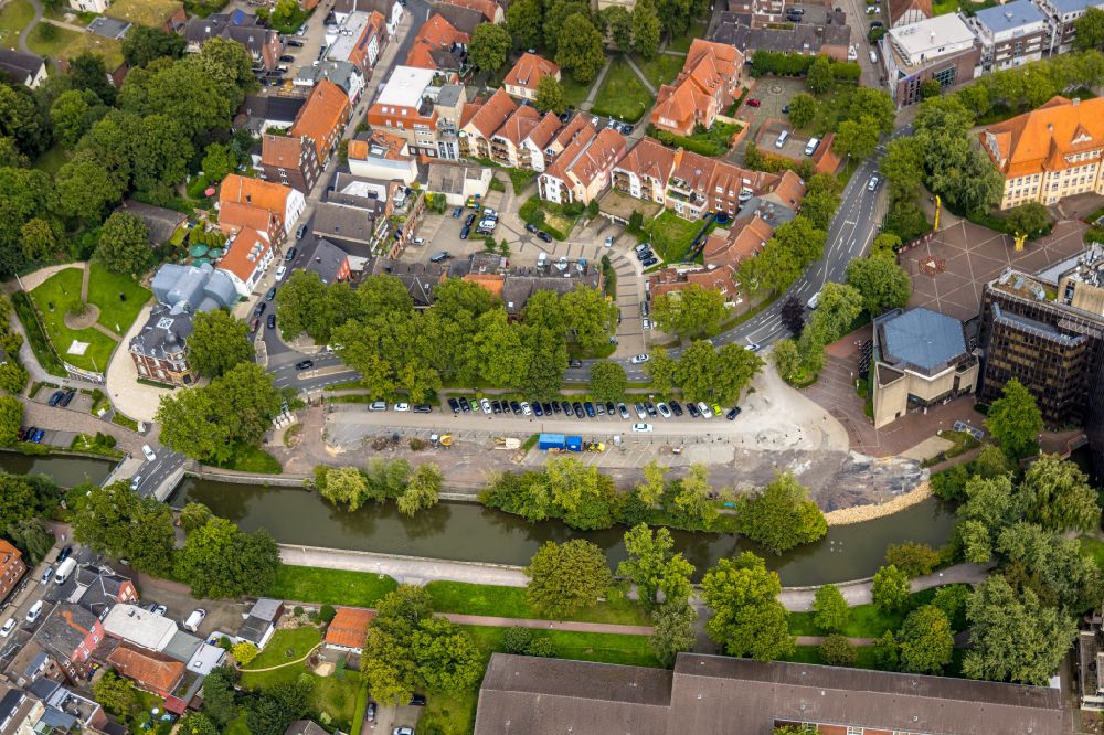 Ahlen from above - Residential and commercial building district on Westenmauer in the district Innenstadt in Ahlen in the state North Rhine-Westphalia, Germany