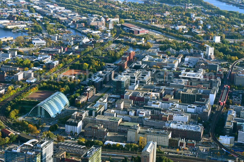 Aerial image Hamburg - Residential and commercial building district between Hammerbrookstrasse and Heidenkampsweg on street Gotenstrasse in the district Hammerbrook in Hamburg, Germany