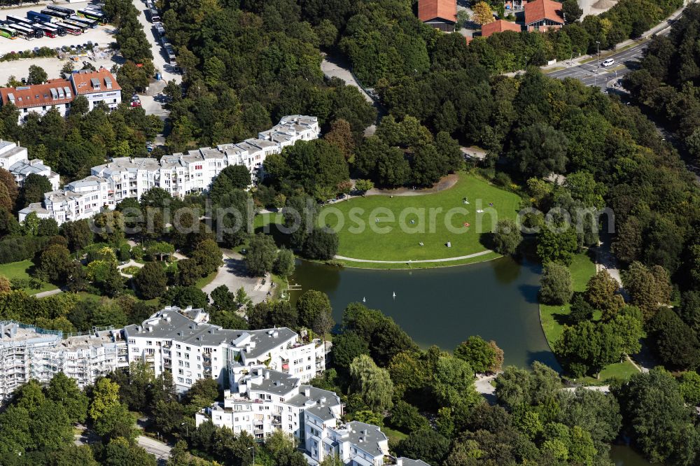 Aerial photograph München - Residential and commercial building district between Hansastrasse and Siegenburger Strasse in the district Sendling-Westpark in Munich in the state Bavaria, Germany