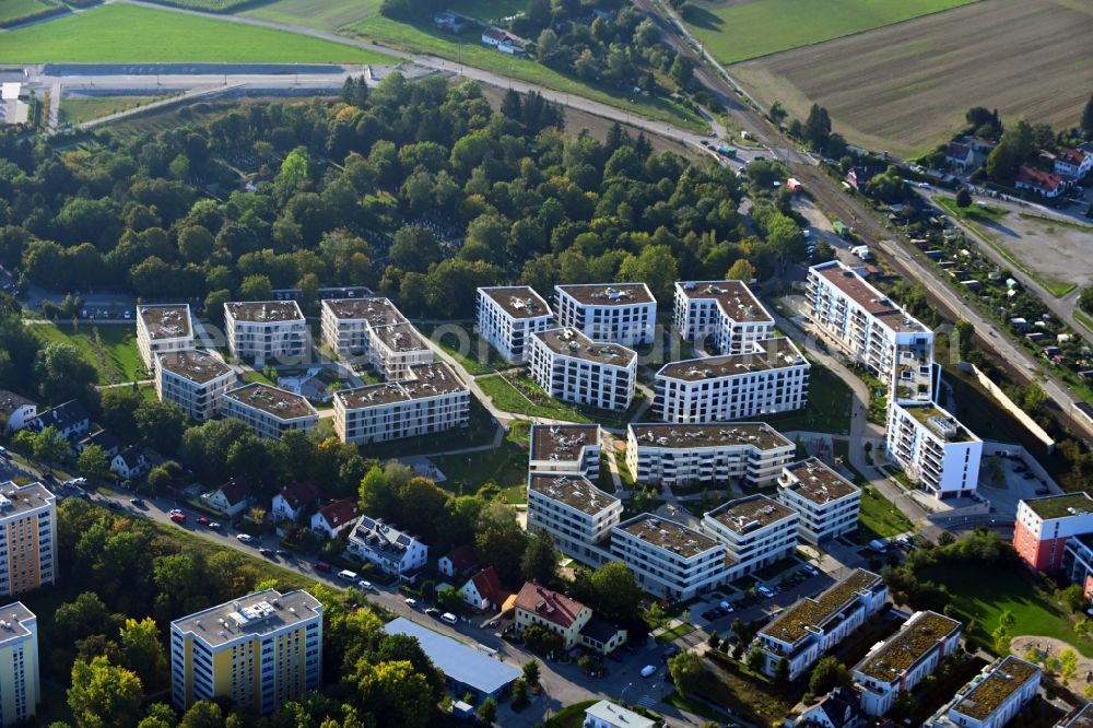 Aerial photograph München - New multi-family residential complex ParkStyle in the district Aubing-Lochhausen-Langwied in Munich in the state Bavaria, Germany