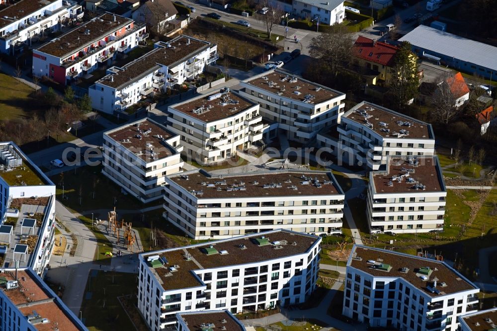 Aerial photograph München - New multi-family residential complex ParkStyle in the district Aubing-Lochhausen-Langwied in Munich in the state Bavaria, Germany