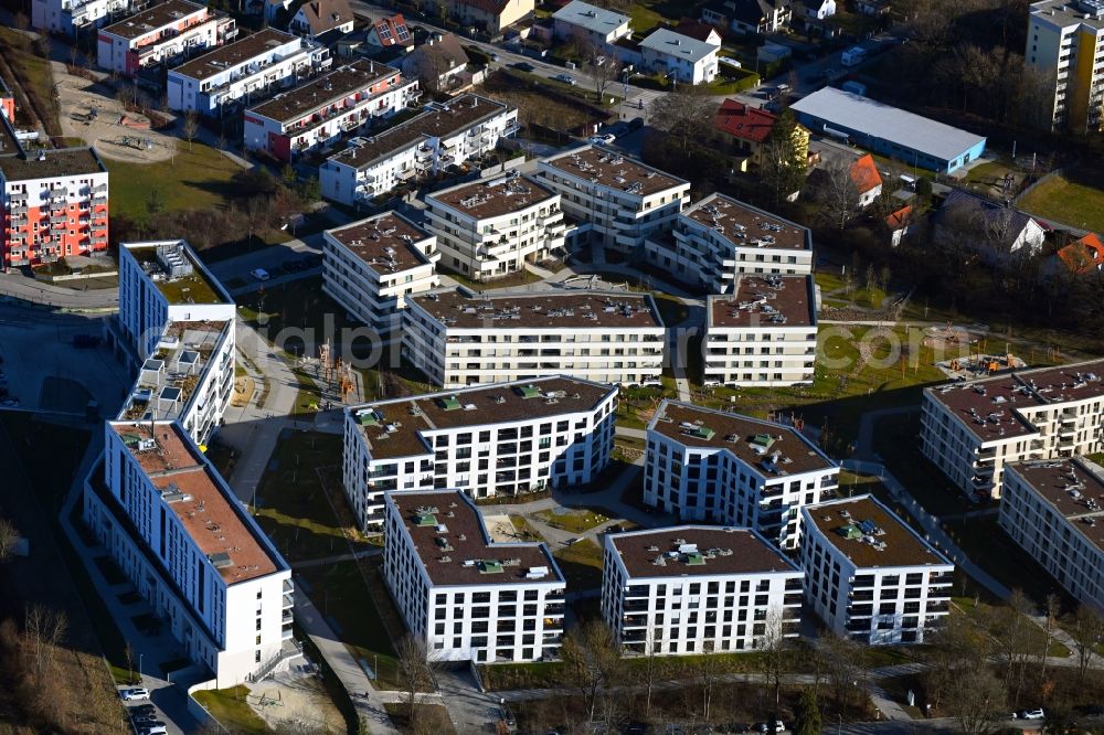 München from above - New multi-family residential complex ParkStyle in the district Aubing-Lochhausen-Langwied in Munich in the state Bavaria, Germany