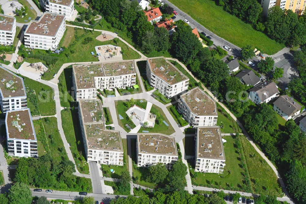 Aerial image München - New multi-family residential complex ParkStyle in the district Aubing-Lochhausen-Langwied in Munich in the state Bavaria, Germany