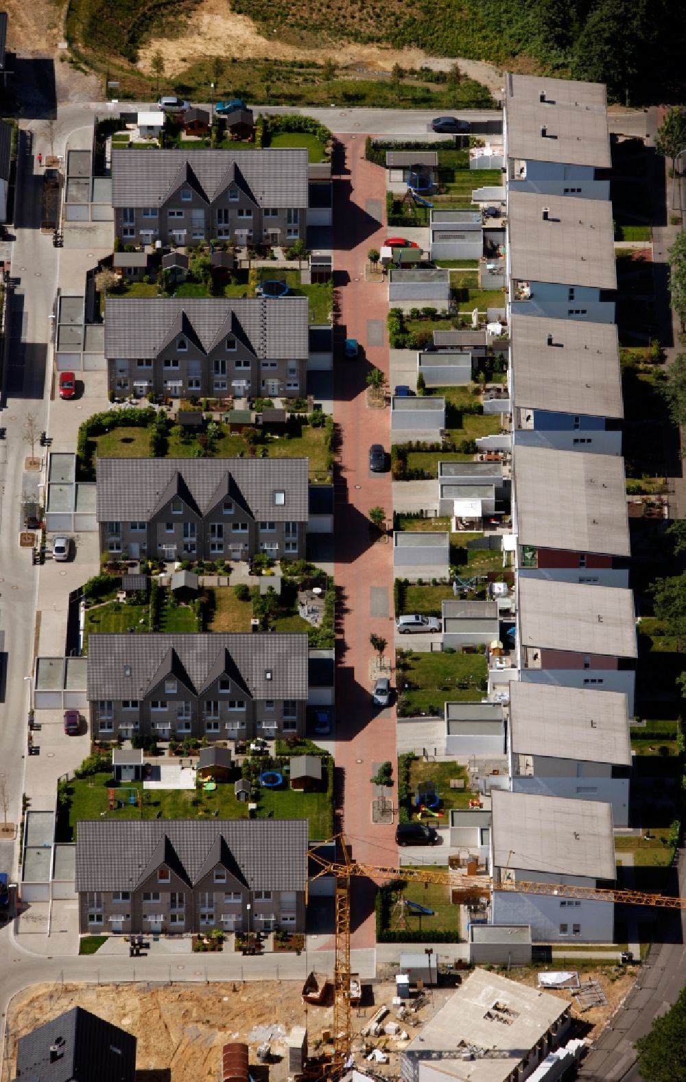 Aerial image Bochum OT Gerthe - View of a residential area in the employment zone Hiltrop in Bochum in the state of North Rhine-Westphalia