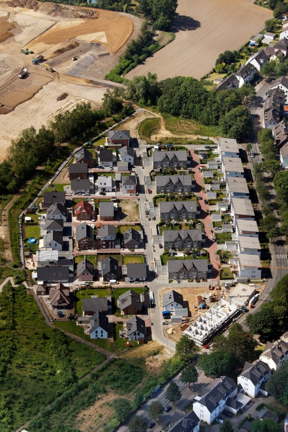 Aerial photograph Bochum OT Gerthe - View of a residential area in the employment zone Hiltrop in Bochum in the state of North Rhine-Westphalia