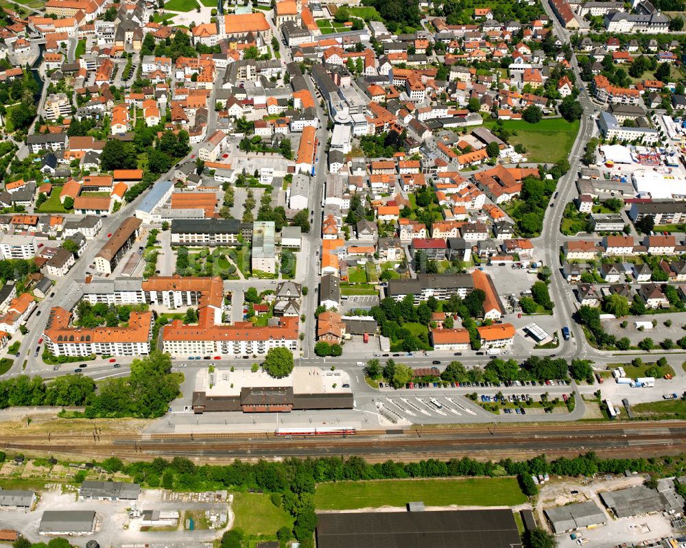 Altötting from above - Single-family residential area of settlement in Altötting in the state Bavaria, Germany