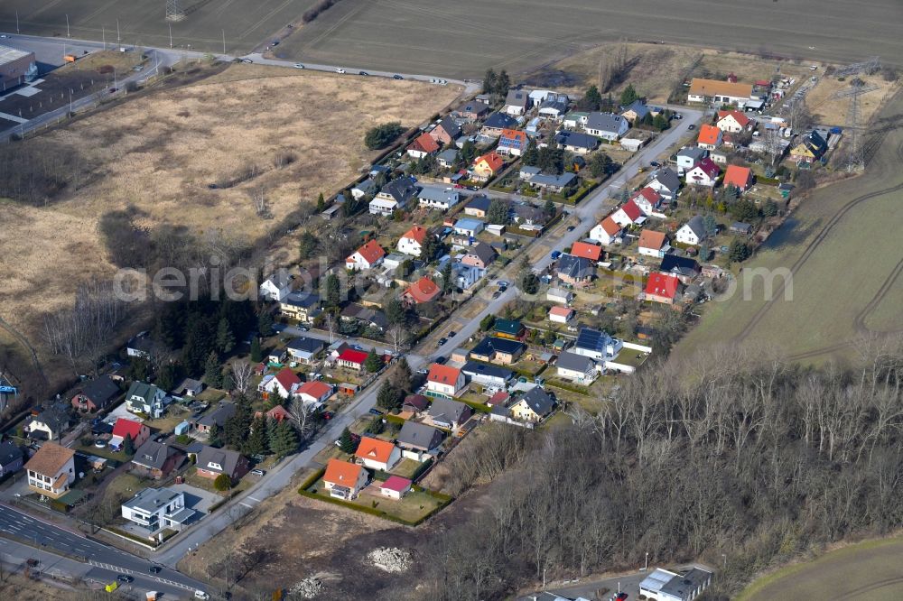 Aerial photograph Ahrensfelde - Single-family residential area of settlement Amselweg - Am Luch - Meisenweg in the district Eiche in Ahrensfelde in the state Brandenburg, Germany