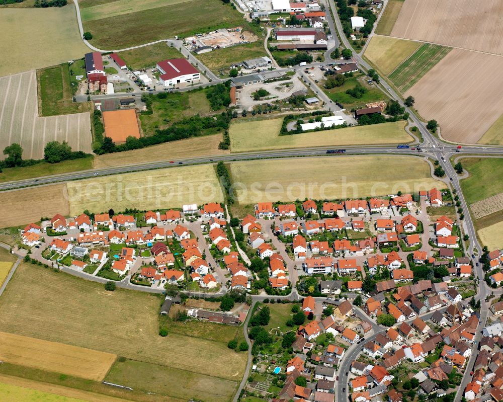 Aerial photograph Büchenau - Single-family residential area of settlement in Büchenau in the state Baden-Wuerttemberg, Germany