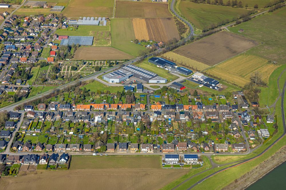 Aerial photograph Büderich - Residential area of single-family settlement in Büderich at Ruhrgebiet in the state North Rhine-Westphalia, Germany