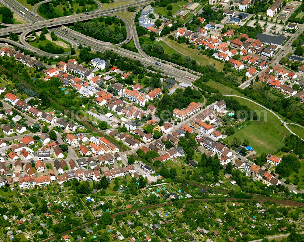 Beiertheim - Bulach from above - Single-family residential area of settlement in Beiertheim - Bulach in the state Baden-Wuerttemberg, Germany