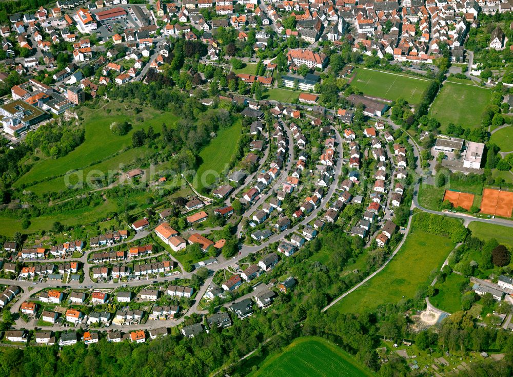 Aerial image Blaubeuren - Single-family residential area of settlement in Blaubeuren in the state Baden-Wuerttemberg, Germany