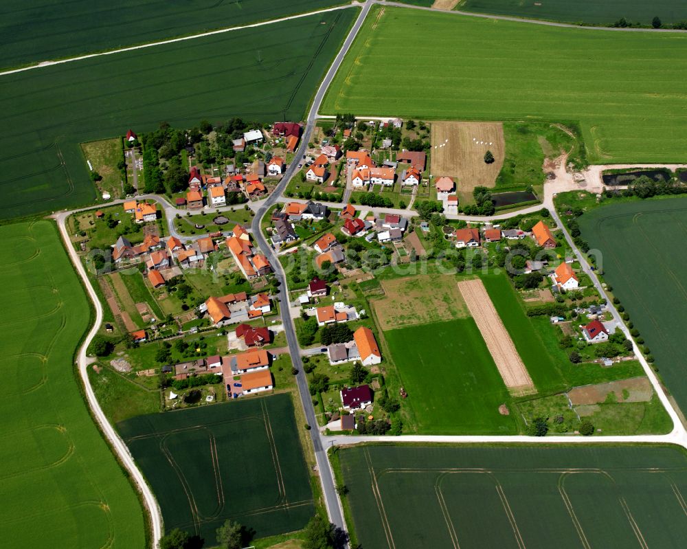 Bleckenrode from above - Single-family residential area of settlement in Bleckenrode in the state Thuringia, Germany