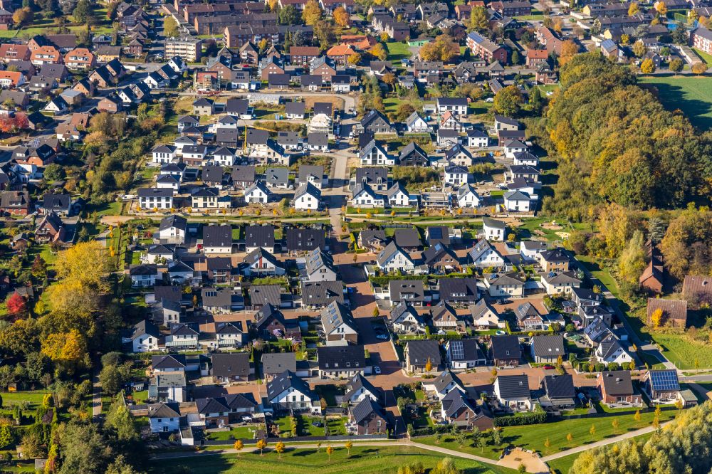Bockum-Hövel from the bird's eye view: Single-family residential area of settlement in Bockum-Hövel at Ruhrgebiet in the state North Rhine-Westphalia, Germany