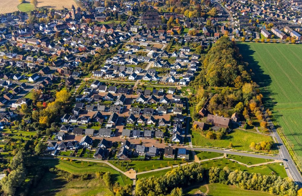 Aerial image Bockum-Hövel - Single-family residential area of settlement in Bockum-Hövel at Ruhrgebiet in the state North Rhine-Westphalia, Germany