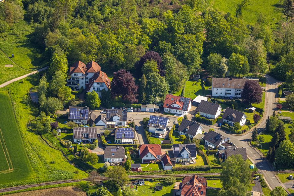 Aerial photograph Bruchhausen - Residential area of single-family settlement in Bruchhausen in the state North Rhine-Westphalia, Germany