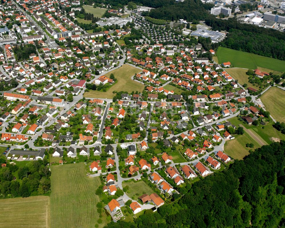 Burghausen from above - Single-family residential area of settlement in Burghausen in the state Bavaria, Germany