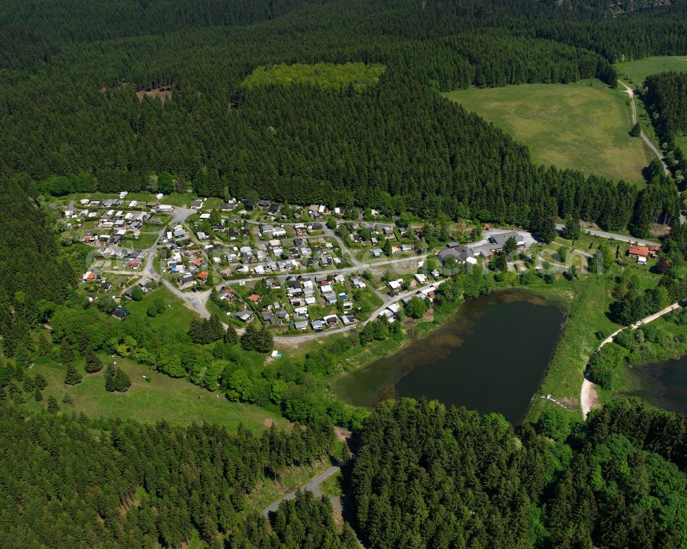 Aerial image Clausthal-Zellerfeld - Single-family residential area of settlement in Clausthal-Zellerfeld in the state Lower Saxony, Germany