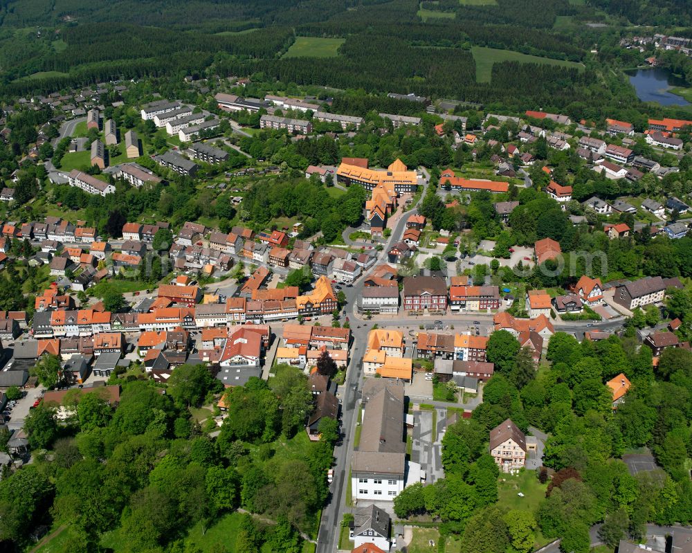 Aerial image Clausthal-Zellerfeld - Single-family residential area of settlement in Clausthal-Zellerfeld in the state Lower Saxony, Germany