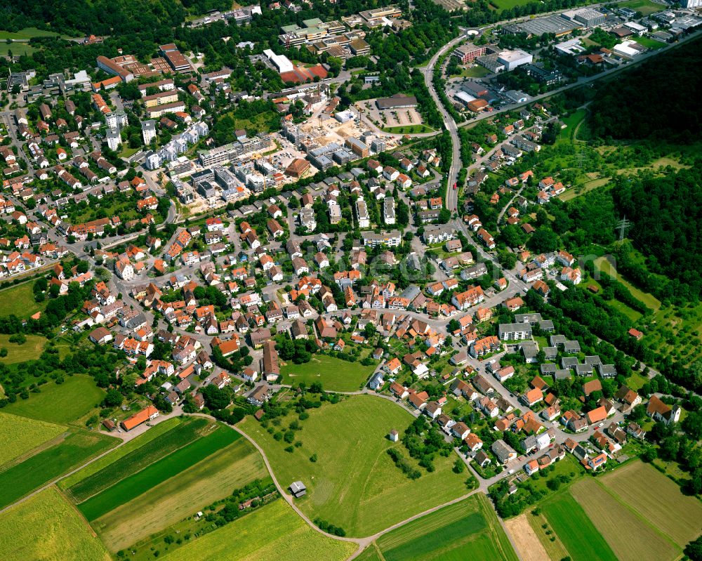 Derendingen from above - Single-family residential area of settlement in Derendingen in the state Baden-Wuerttemberg, Germany
