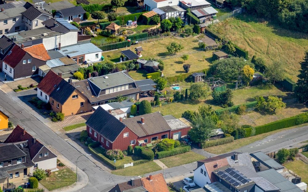 Aerial image Hamm - Single-family residential area of settlement along the Mindener Weg in Hamm in the state North Rhine-Westphalia, Germany