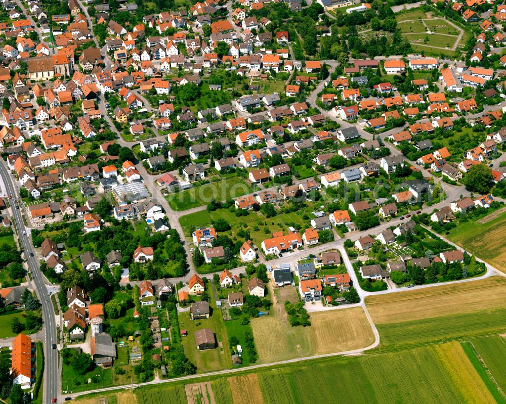 Aerial image Entringen - Single-family residential area of settlement in Entringen in the state Baden-Wuerttemberg, Germany