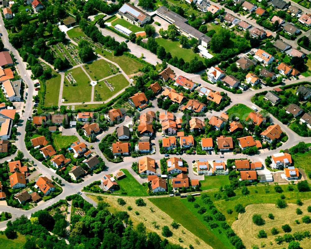 Entringen from above - Single-family residential area of settlement in Entringen in the state Baden-Wuerttemberg, Germany