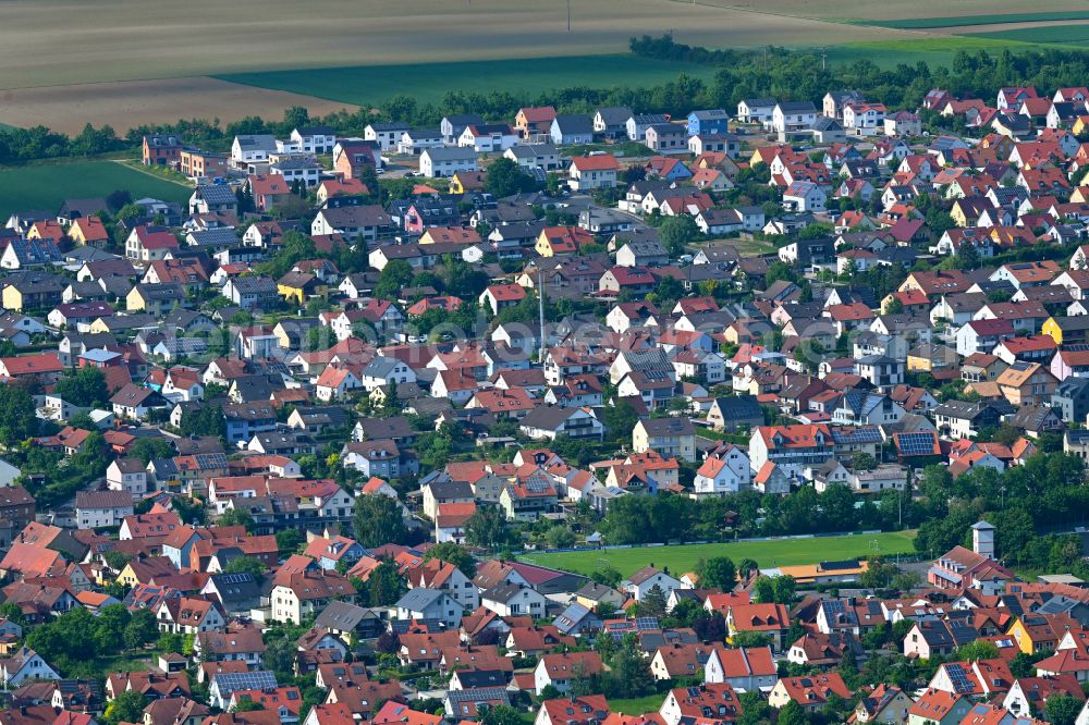 Estenfeld from above - Residential area of single-family settlement in Estenfeld in the state Bavaria, Germany