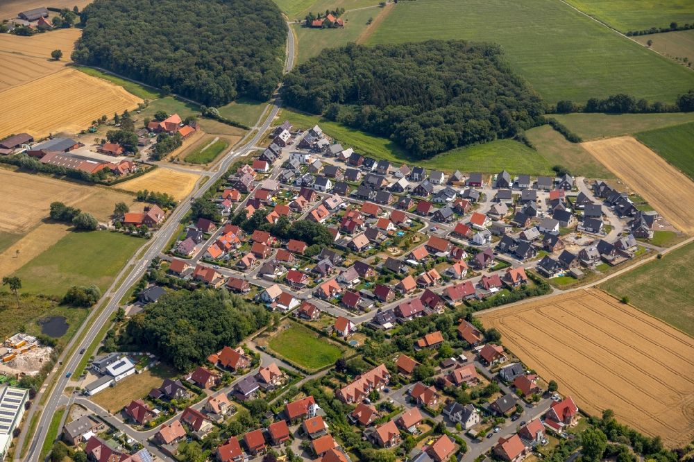 Everswinkel from above - Single-family residential area of settlement along the Azaleenstrasse - Rosenstrasse - Wieningen in Everswinkel in the state North Rhine-Westphalia, Germany