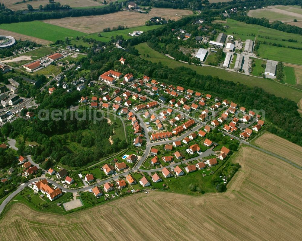 Flöha from above - Single-family residential area of settlement in Flöha in the state Saxony, Germany