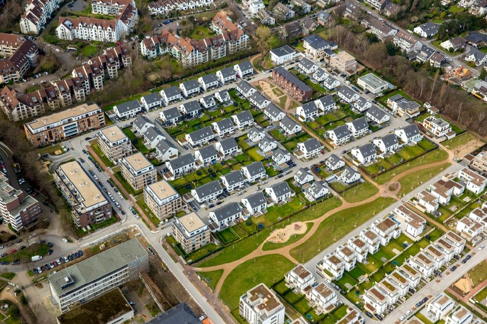 Aerial image Düsseldorf - Single-family residential area of settlement Gartenstadt Reitzenstein in Duesseldorf in the state North Rhine-Westphalia, Germany