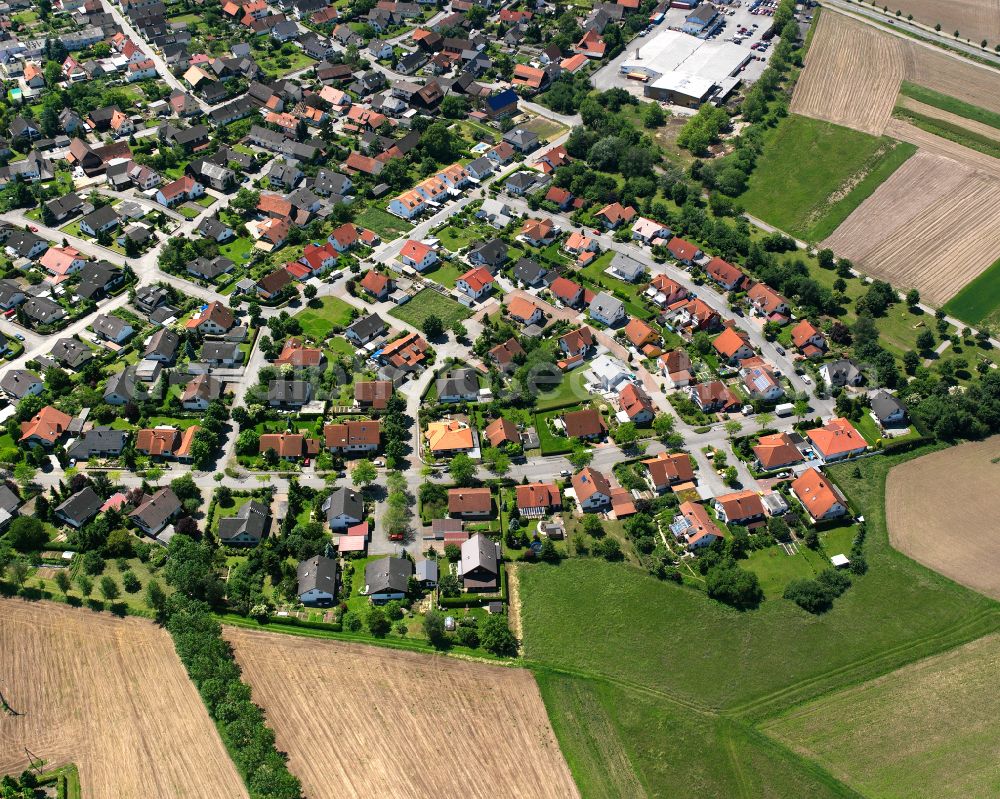 Goldscheuer from above - Single-family residential area of settlement in Goldscheuer in the state Baden-Wuerttemberg, Germany