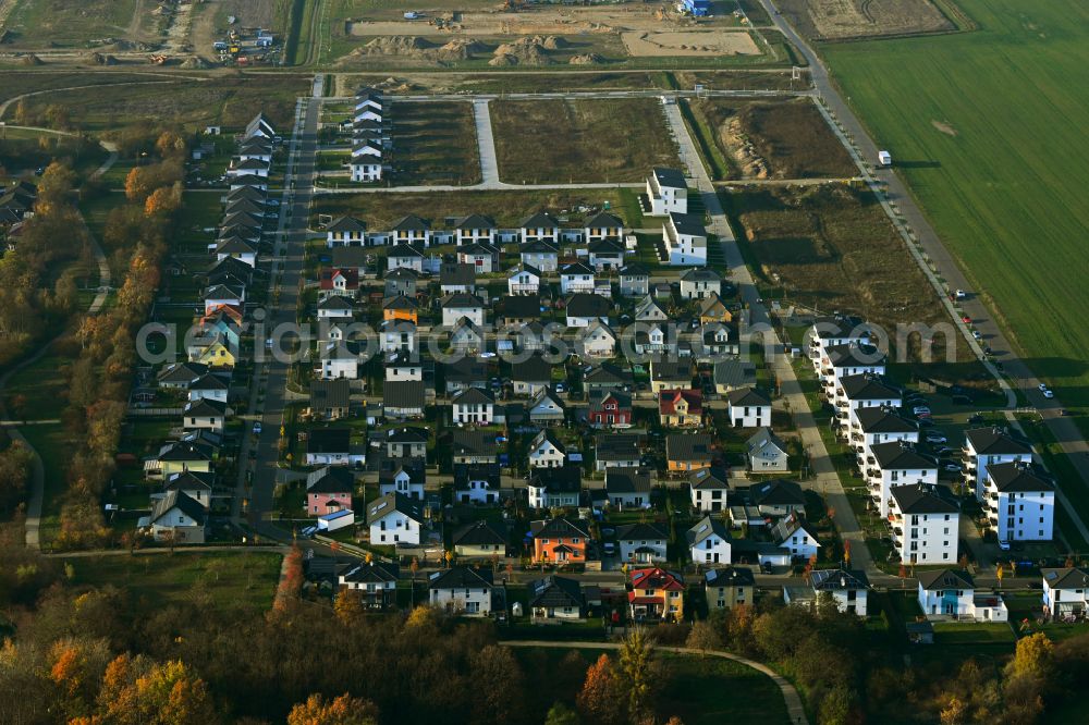 Aerial image Neuenhagen - Single-family residential area of settlement on Gruscheweg in Neuenhagen in the state Brandenburg, Germany