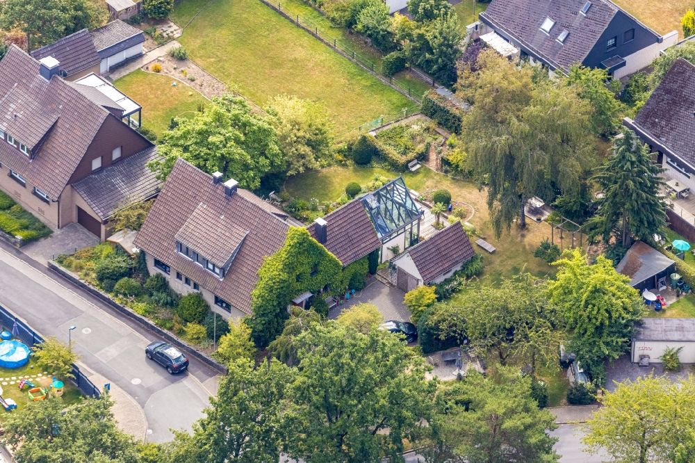 Aerial image Halingen - Single-family residential area of settlement on Ritterschausstrasse corner on Fohrengraben in Halingen in the state North Rhine-Westphalia, Germany