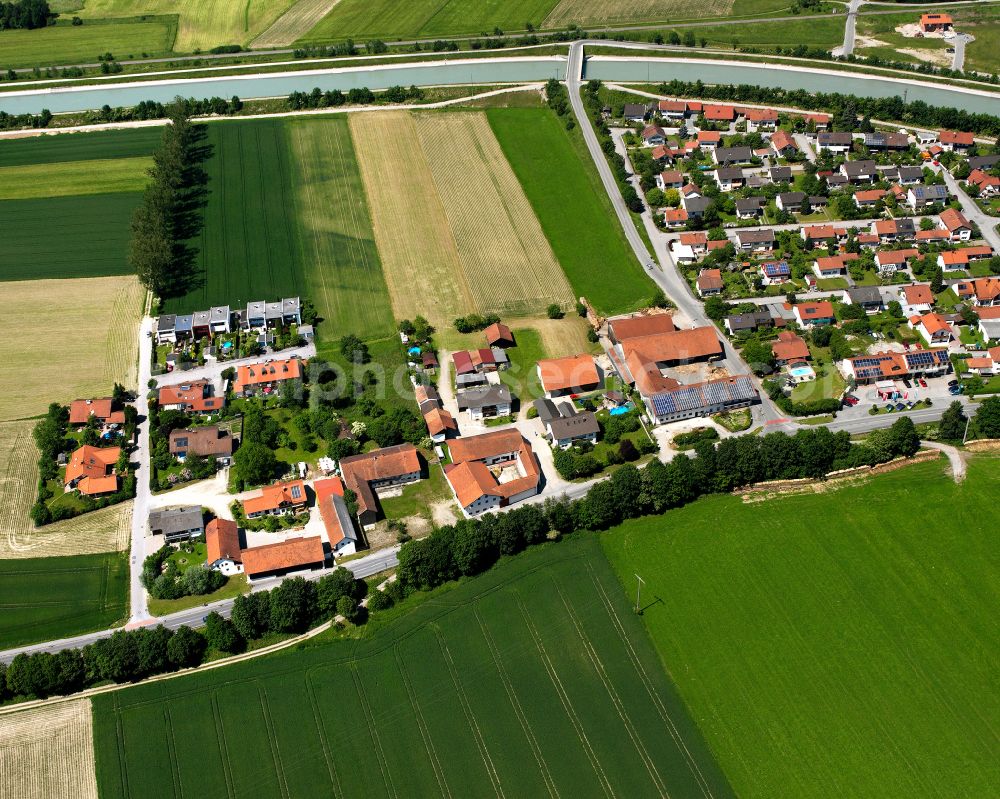 Aerial image Höchfelden - Single-family residential area of settlement in Höchfelden in the state Bavaria, Germany