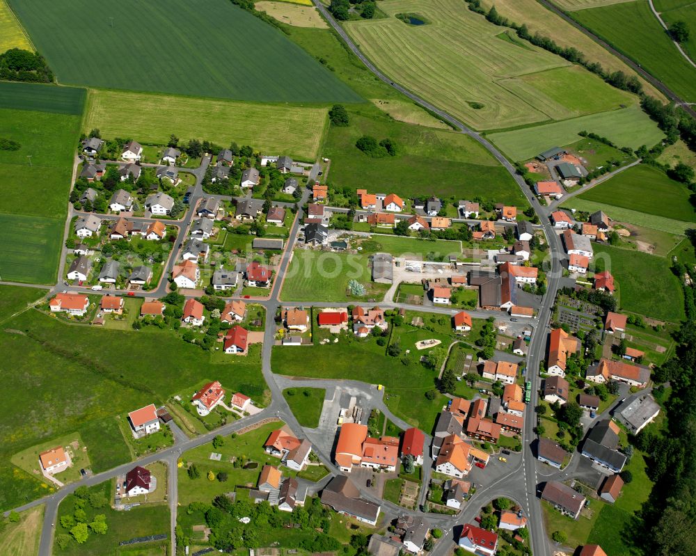 Heblos from above - Single-family residential area of settlement in Heblos in the state Hesse, Germany
