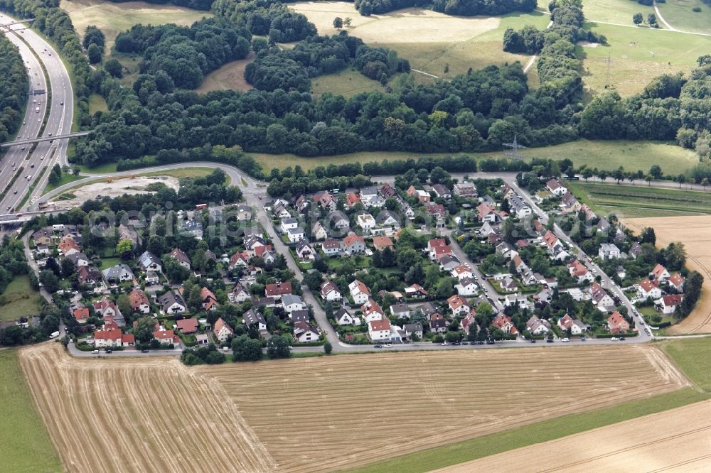 Gräfelfing from above - Single-family residential area of settlement Heitmeiersiedlung in Graefelfing in the state Bavaria, Germany
