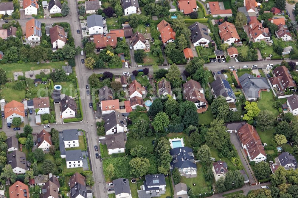 Aerial image Gräfelfing - Single-family residential area of settlement Heitmeiersiedlung in Graefelfing in the state Bavaria, Germany