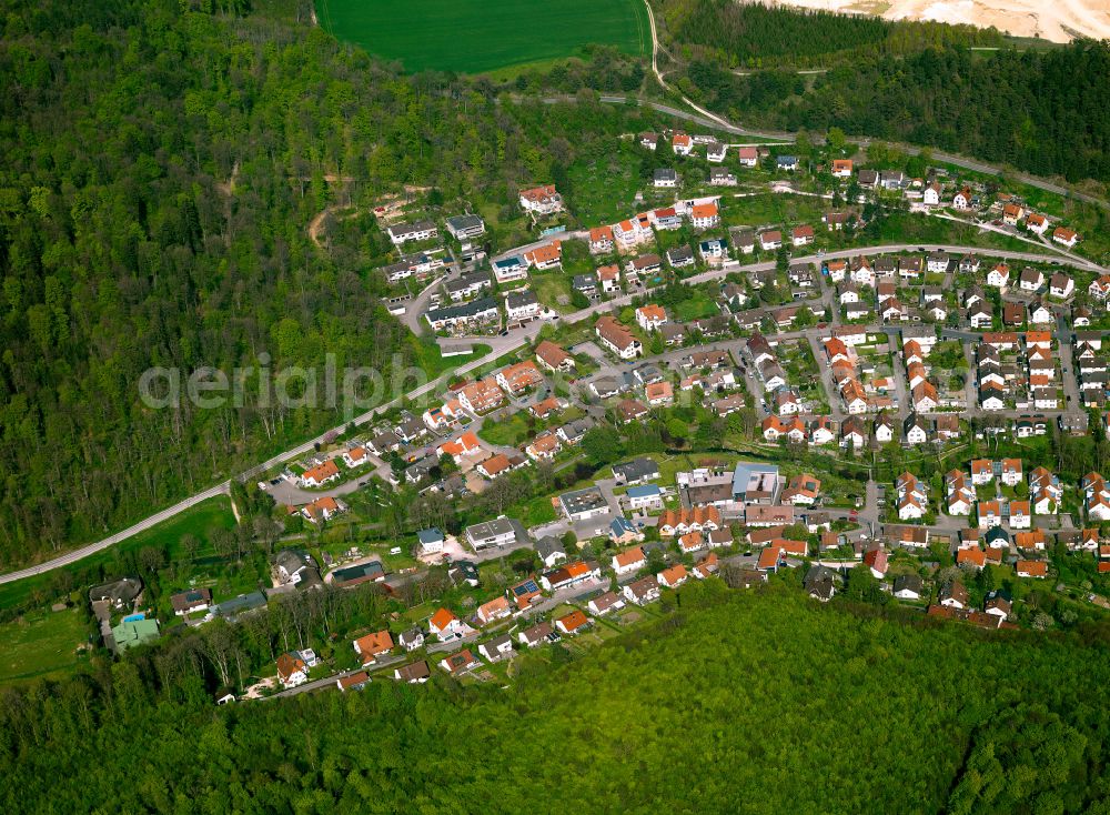 Herrlingen from above - Single-family residential area of settlement in Herrlingen in the state Baden-Wuerttemberg, Germany