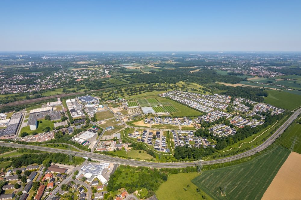 Dortmund from the bird's eye view: Single-family residential area of settlement Hohenbuschei on Elisabeth-Selbert-Bogen in the district Brackel in Dortmund in the state North Rhine-Westphalia, Germany