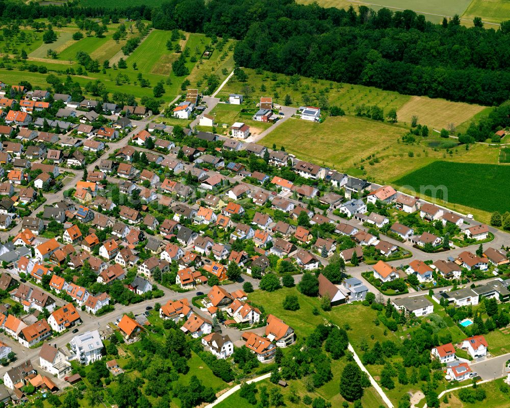Jettenburg from above - Single-family residential area of settlement in Jettenburg in the state Baden-Wuerttemberg, Germany