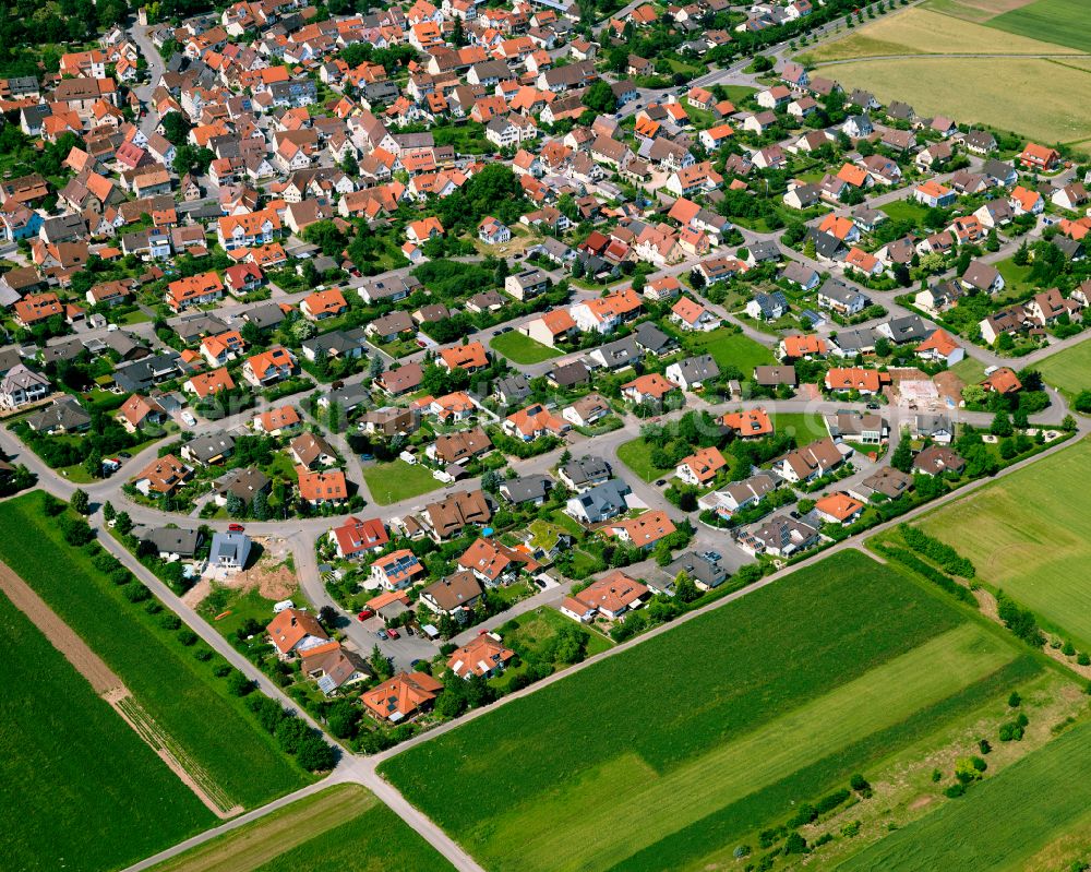Kiebingen from above - Single-family residential area of settlement in Kiebingen in the state Baden-Wuerttemberg, Germany