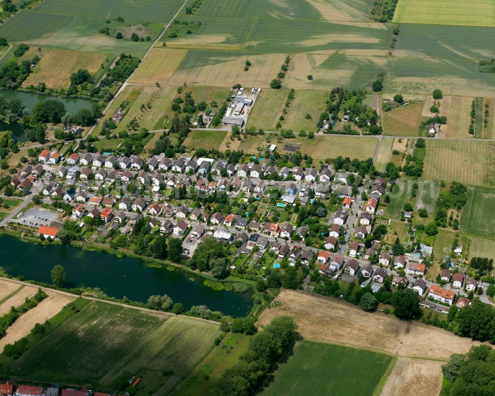Knielingen from the bird's eye view: Single-family residential area of settlement in Knielingen in the state Baden-Wuerttemberg, Germany