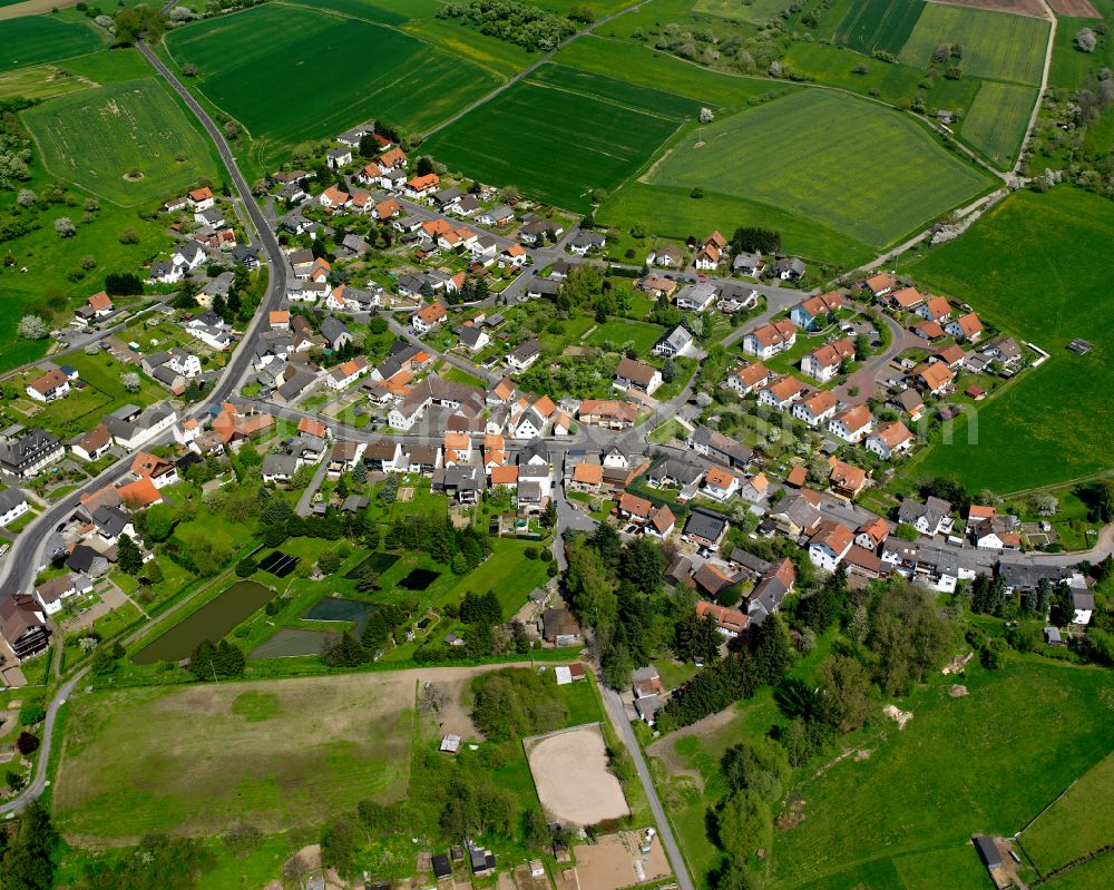 Lauter from above - Single-family residential area of settlement in Lauter in the state Hesse, Germany