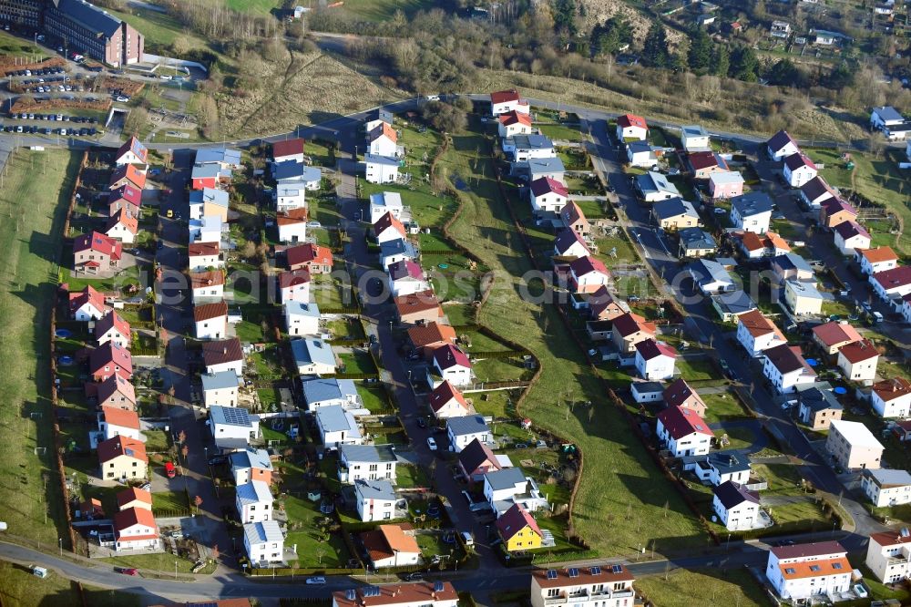 Aerial photograph Schwerin - Single-family residential area of settlement Muehlenscharrn - Rebhunweg in Schwerin in the state Mecklenburg - Western Pomerania, Germany