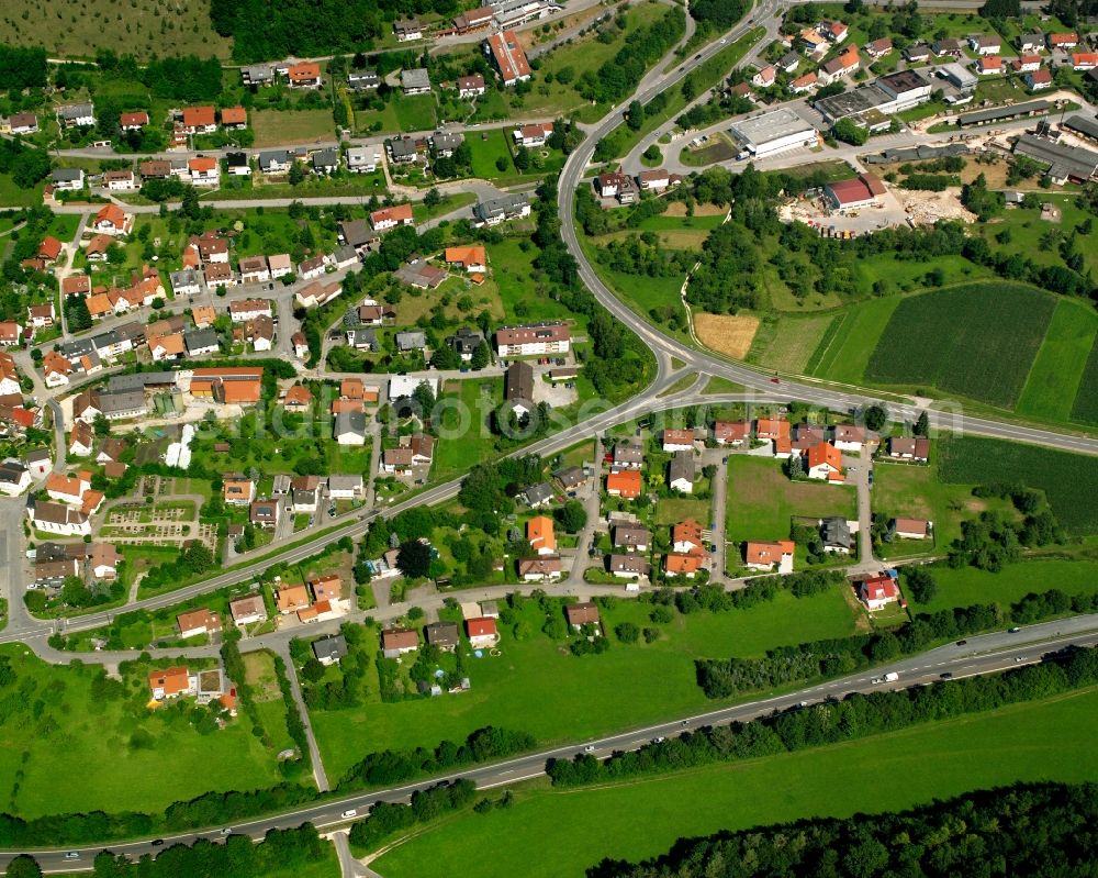 Mühlhausen im Täle from above - Single-family residential area of settlement in Mühlhausen im Täle in the state Baden-Wuerttemberg, Germany