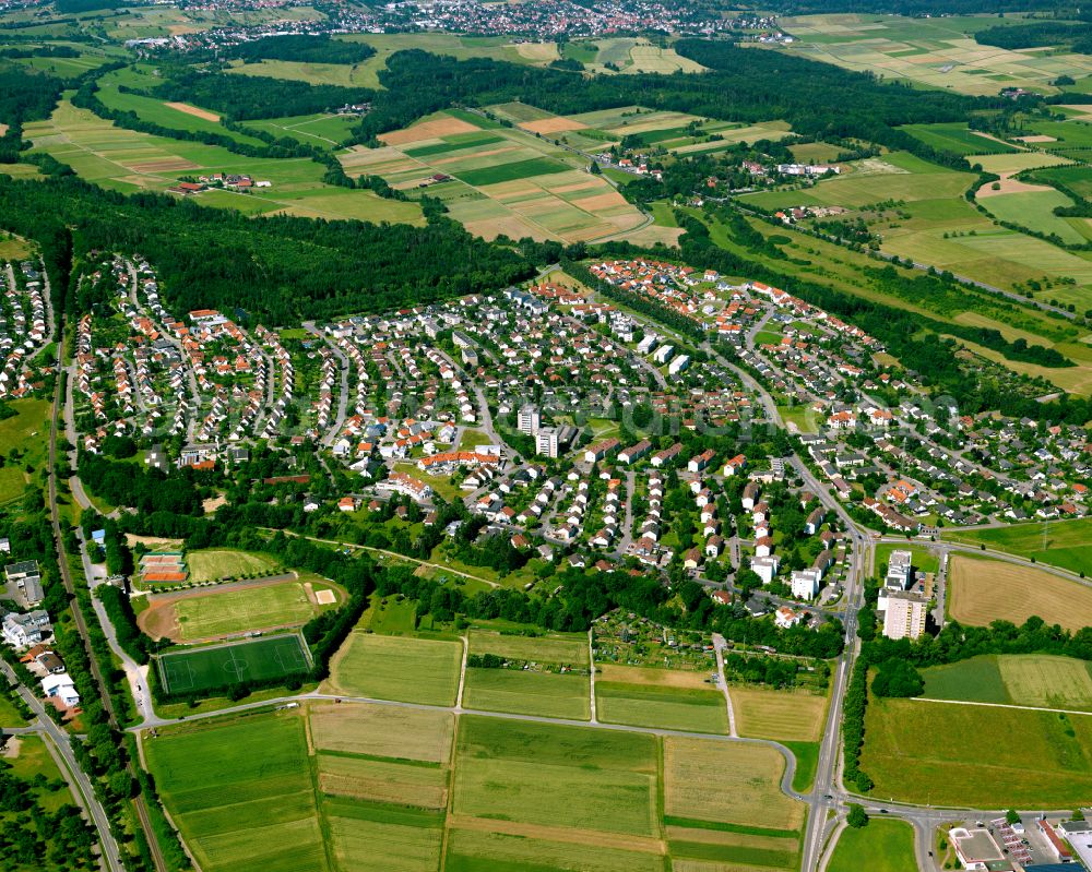 Mössingen from above - Single-family residential area of settlement in Mössingen in the state Baden-Wuerttemberg, Germany