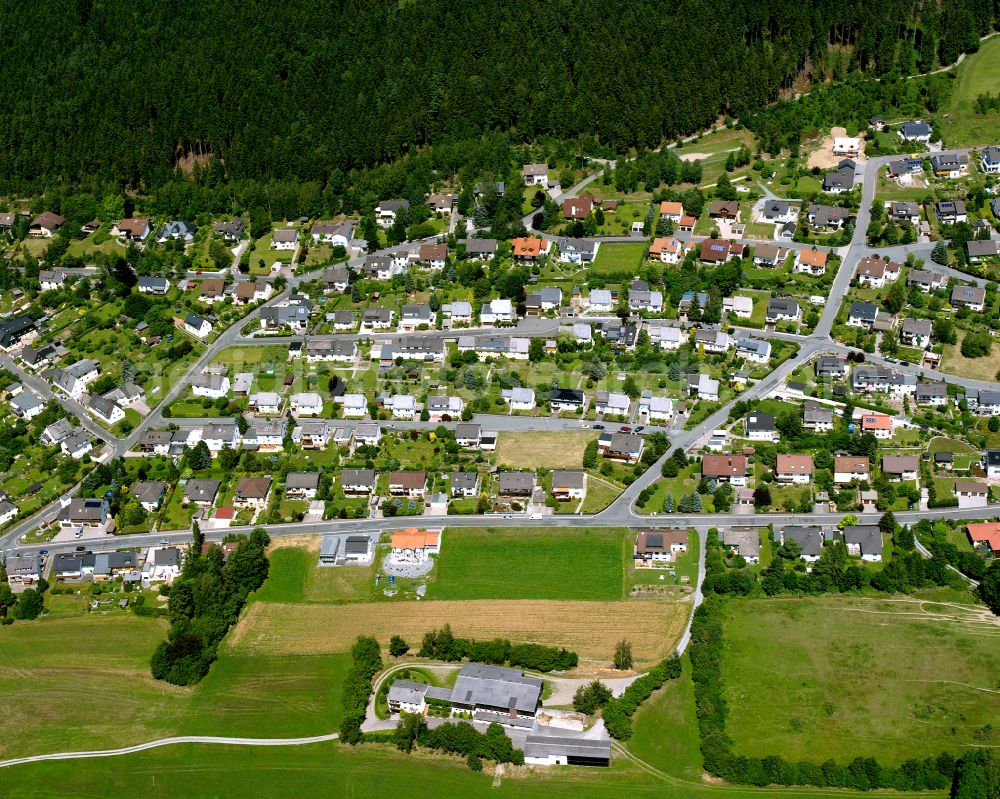 Naila-Froschgrün from above - Single-family residential area of settlement in Naila-Froschgrün in the state Bavaria, Germany